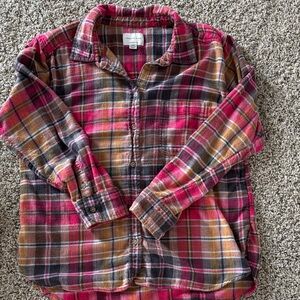 American Eagle Pink Boyfriend Fit Flannel